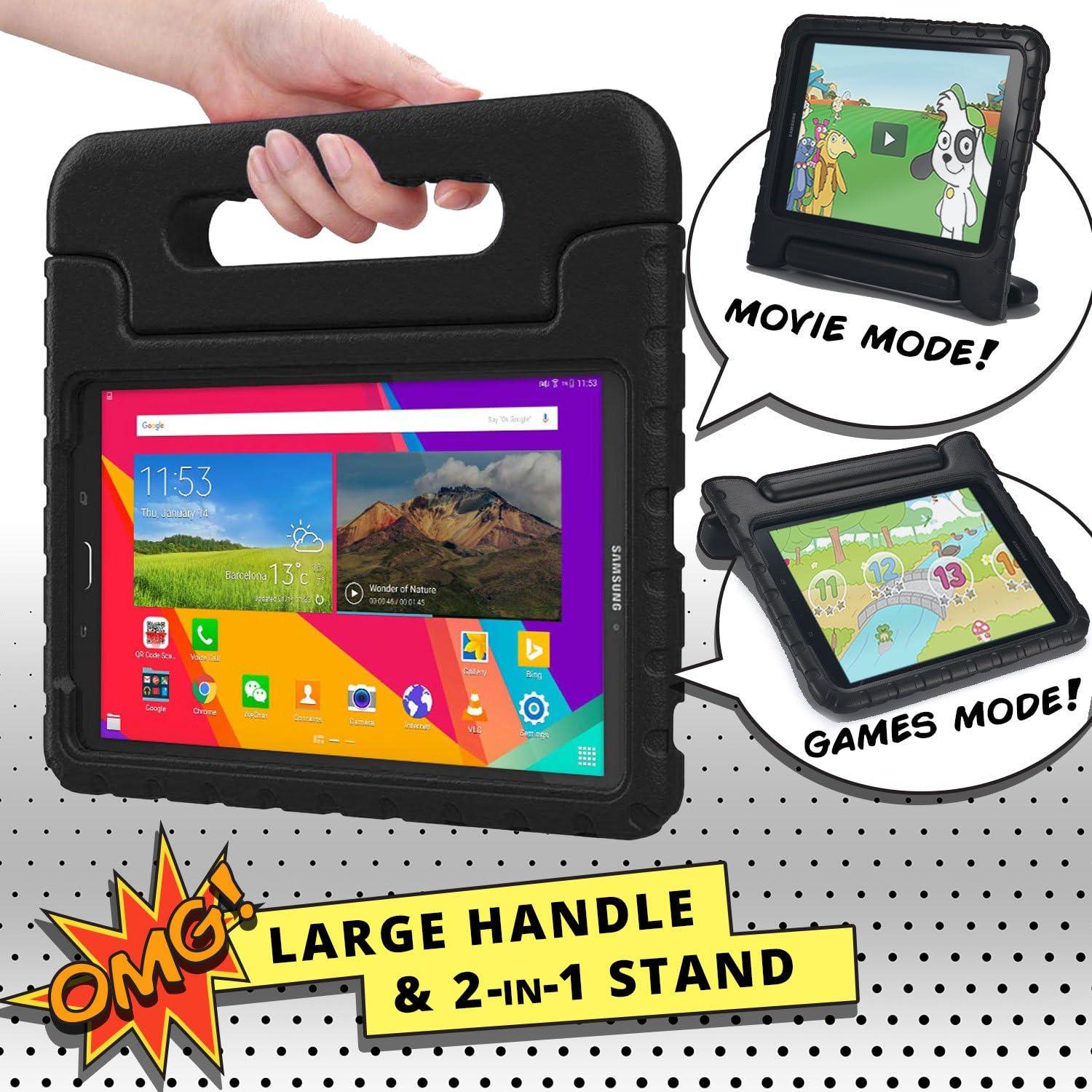 imageCooper Dynamo Rugged Kids Case Protective Case for Samsung Tab E 96 Child Proof Cover Stand Handle SMT560 T561 T562 T563 T565 T567 Black