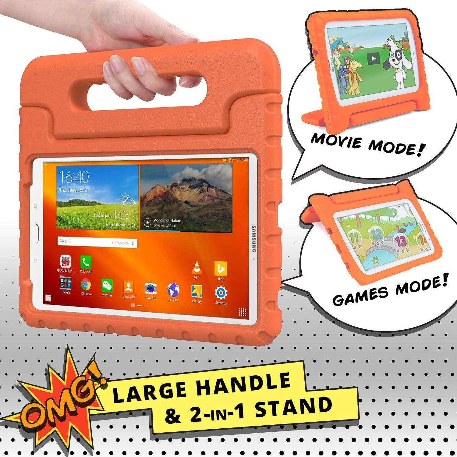 imageCooper Dynamo Rugged Kids Case Protective Case for Samsung Tab E 96 Child Proof Cover Stand Handle SMT560 T561 T562 T563 T565 T567 Orange