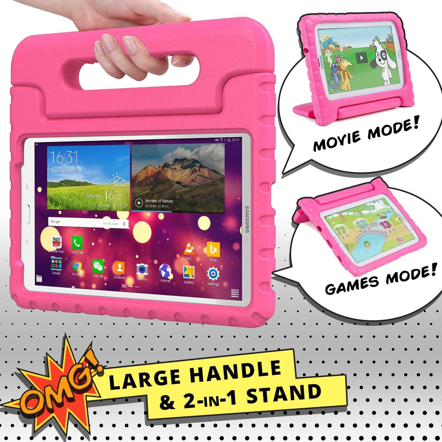 imageCooper Dynamo Rugged Kids Case Protective Case for Samsung Tab E 96 Child Proof Cover Stand Handle SMT560 T561 T562 T563 T565 T567 Pink