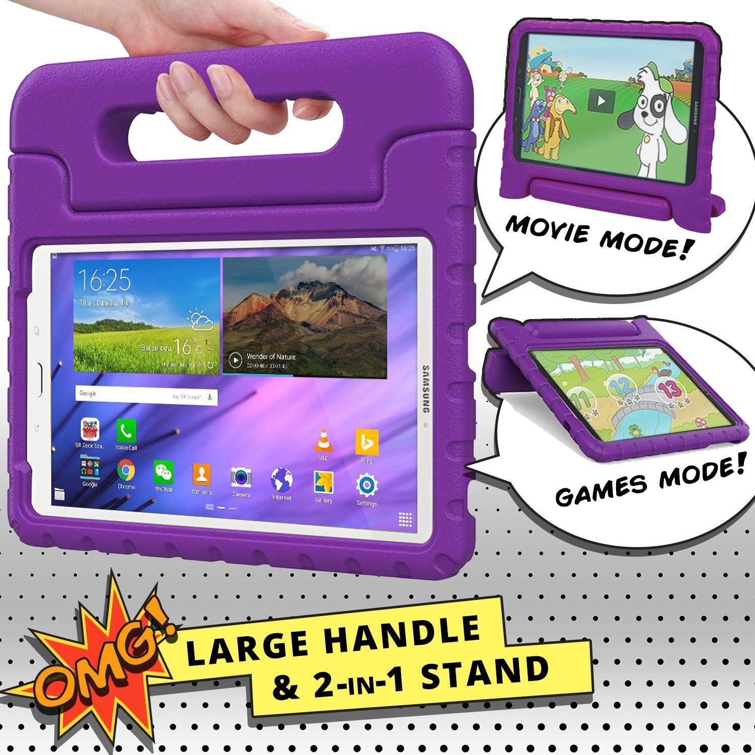 imageCooper Dynamo Rugged Kids Case Protective Case for Samsung Tab E 96 Child Proof Cover Stand Handle SMT560 T561 T562 T563 T565 T567 Purple