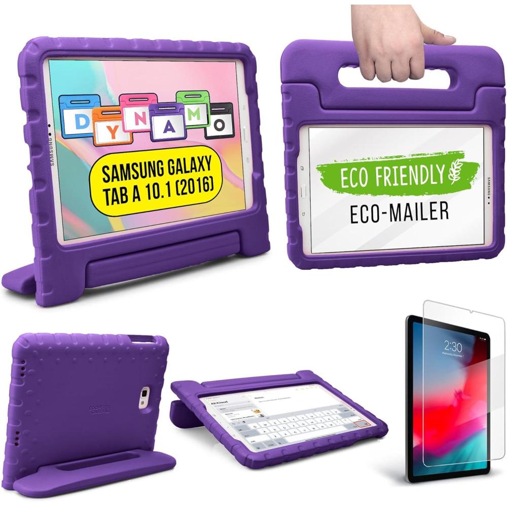 imageCooper Dynamo Rugged Kids Case Protective Case for Samsung Tab A 101 2016 T580 T585 only Child Proof Cover with Stand Handle Screen Protector Blue NOT FIT with P580 P585 and 2019 ReleasedGrape Purple