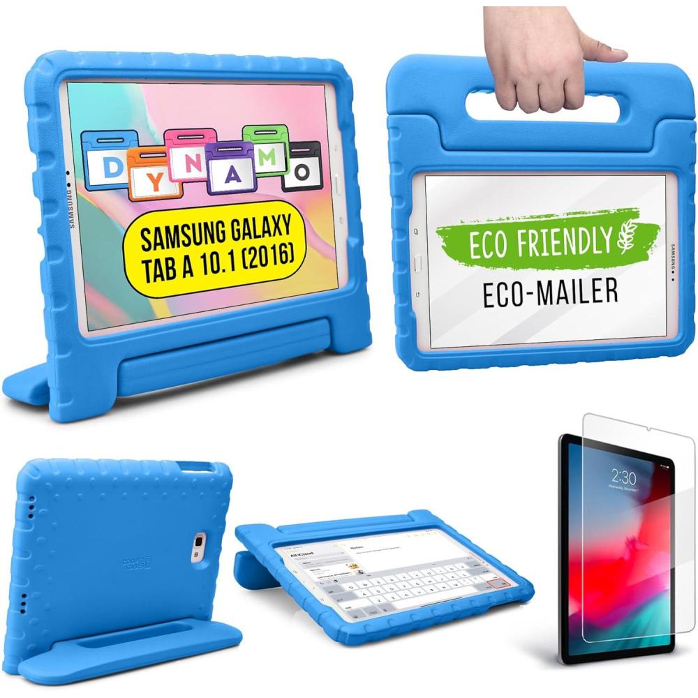 imageCooper Dynamo Rugged Kids Case Protective Case for Samsung Tab A 101 2016 T580 T585 only Child Proof Cover with Stand Handle Screen Protector Blue NOT FIT with P580 P585 and 2019 ReleasedCandy Blue