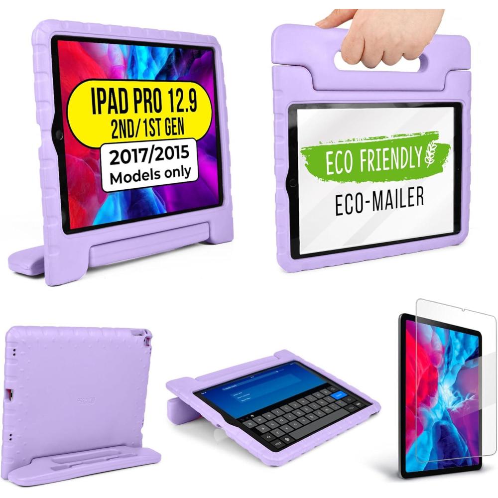 imageOfficial Cooper Dynamo Kids iPad Pro 129 Case for 1st2nd Generation 20152017  Unbreakable Protection Magic Handle Stand amp Pencil Holder NOT for 20182022 3rd6th Gen Bubble Gum PinkLollipop Violet