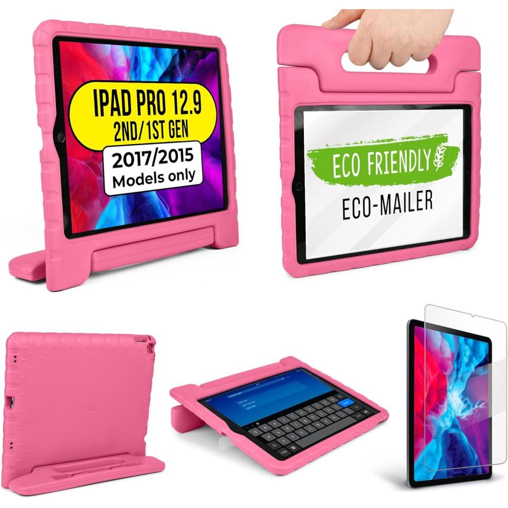 imageOfficial Cooper Dynamo Kids iPad Pro 129 Case for 1st2nd Generation 20152017  Unbreakable Protection Magic Handle Stand amp Pencil Holder NOT for 20182022 3rd6th Gen Candy BlueBubble Gum Pink