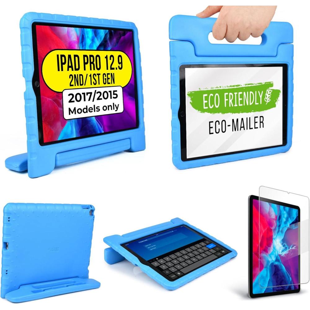 imageOfficial Cooper Dynamo Kids iPad Pro 129 Case for 1st2nd Generation 20152017  Unbreakable Protection Magic Handle Stand amp Pencil Holder NOT for 20182022 3rd6th Gen Bubble Gum PinkCandy Blue