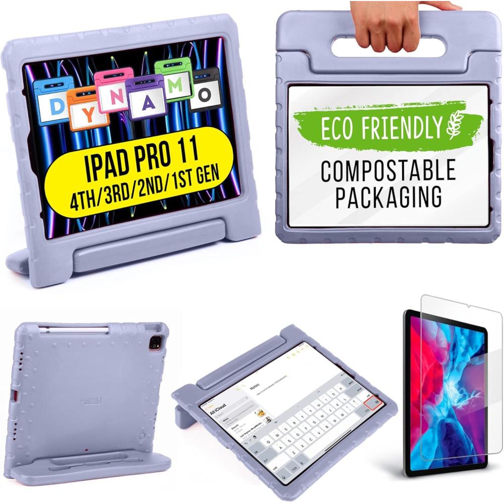 imageOfficial Cooper Dynamo for iPad Pro 11 inch Case for Kids 4th3rd2nd1st Generation 2022202120202018  Rugged Foam Magic Handle Stand with Pencil Holder EcoMailerLollipop Violet