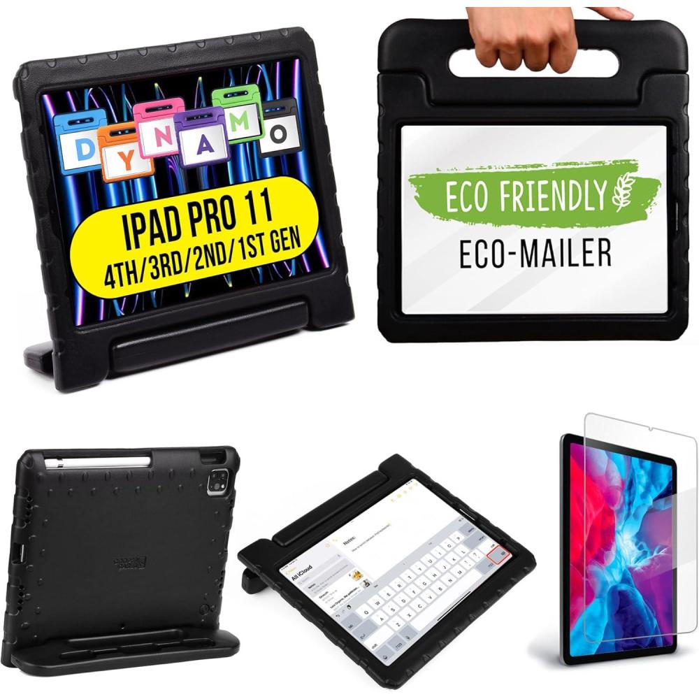 imageOfficial Cooper Dynamo for iPad Pro 11 inch Case for Kids 4th3rd2nd1st Generation 2022202120202018  Rugged Foam Magic Handle Stand with Pencil Holder EcoMailerLicorice Black
