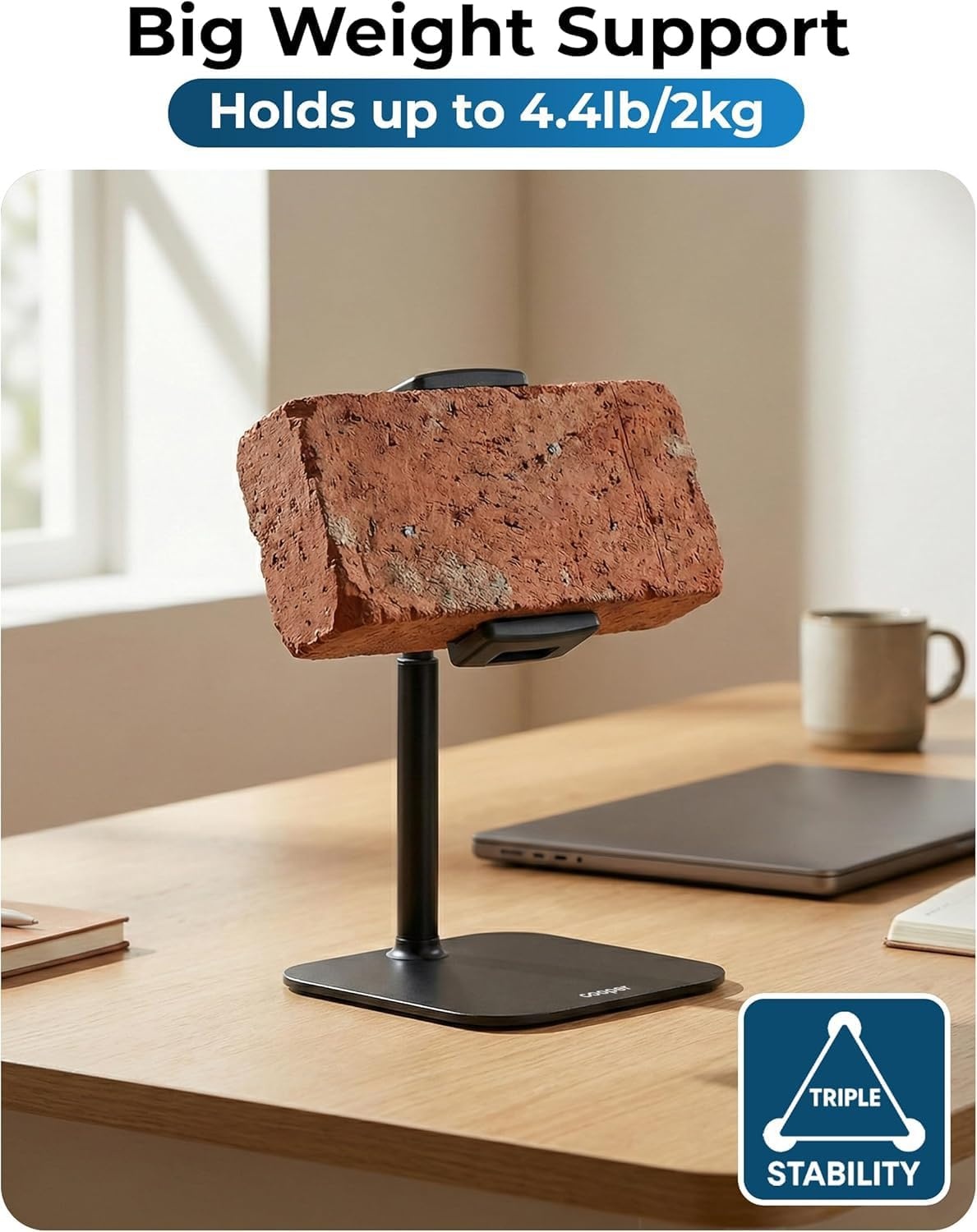 image:imageCOOPER TabStand Mini 10 Height Adjustable Tablet Stand Ipad Stand for Desk Portable Monitor Holder Heavy Duty Grip Tripod iPad Holder Tablet Mount for Samsung Tablets Kindle eReaders BlackC Mini Black